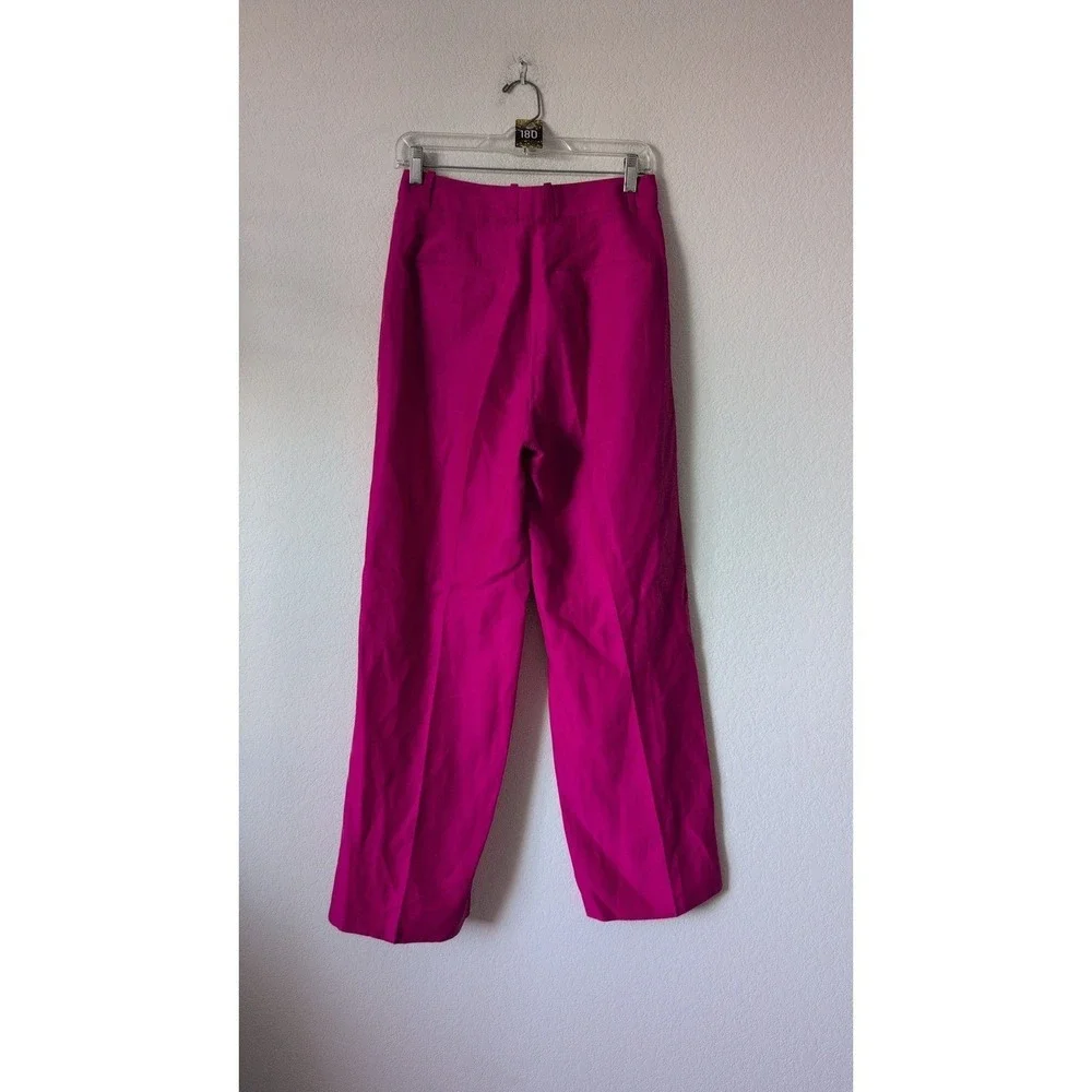 Aritzia Babaton Pleated Linen Pant Agency Eros Hot Pink Career Chic Boss Size 4